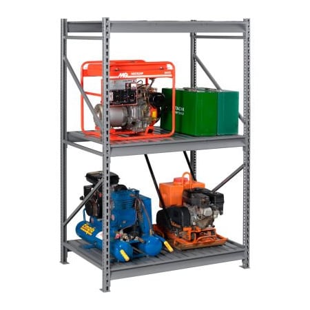 Tennsco Tennsco Bulk Storage Rack - 96"W x 48"D x 96"H - Starter - 3 Shelf Levels - Steel Deck - Medium Gray BU-964896CS-MGY